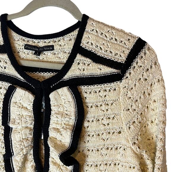 Preston & York Ladies Cream & Black Knit Cardigan Sweater, Size Small, NWT!! - Picture 3 of 5